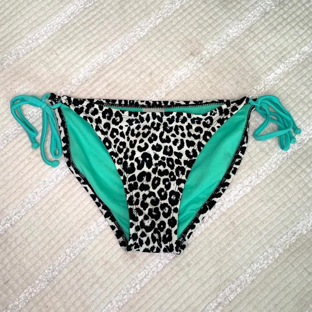 Black Leopard Bikini Bottoms String Hips Size Small - Picture 8 of 8